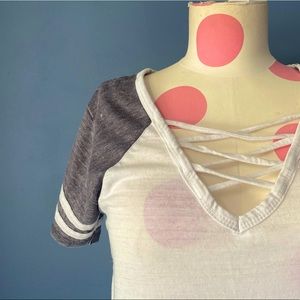 EXIST Grey and White t shirt Dress SMALL